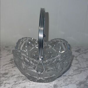 Crystal Basket with Silver Handle
